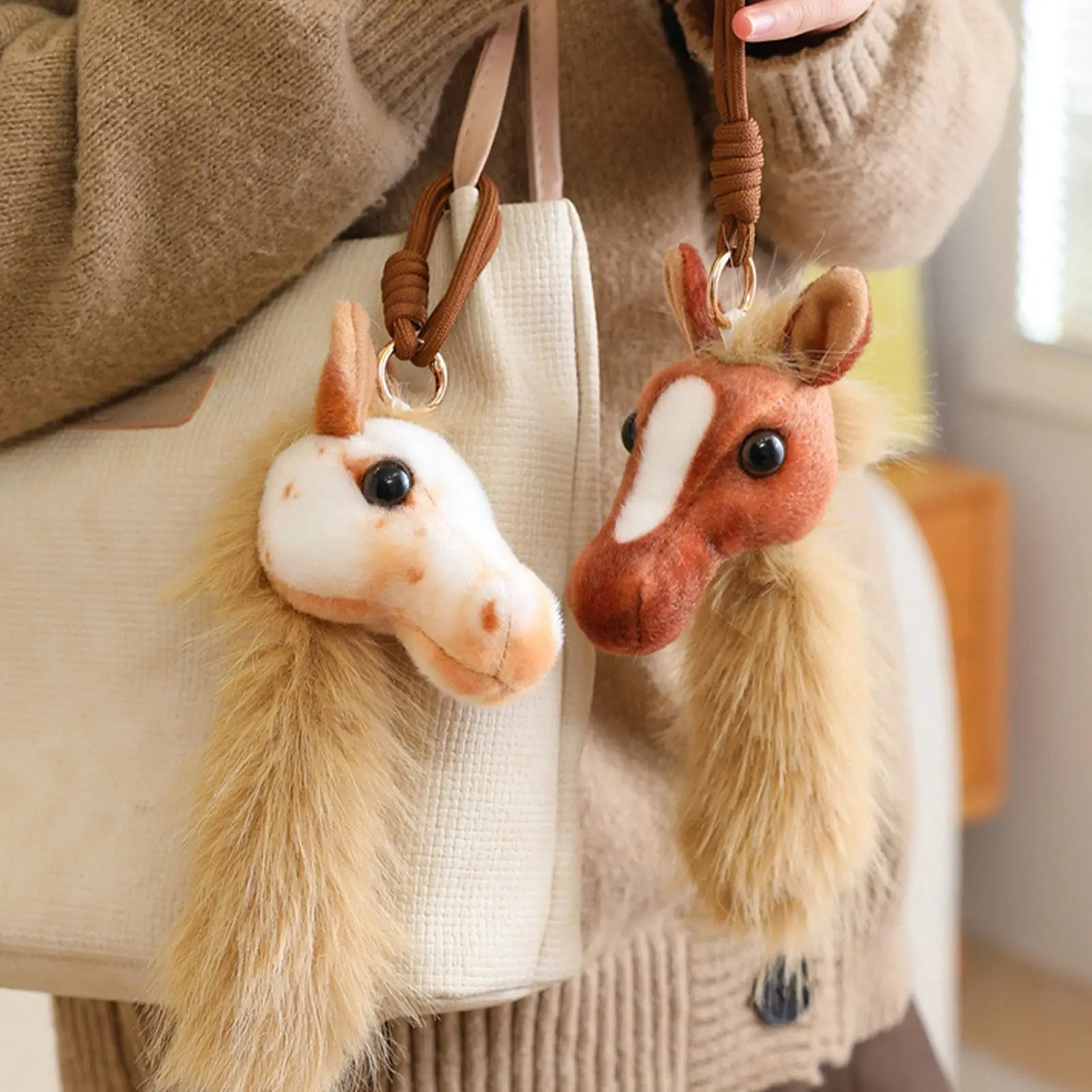 馬のキーホルダー馬の頭のペンダントぬいぐるみキーホルダー女性男性子供財布財布バックパック装飾ホームスクール