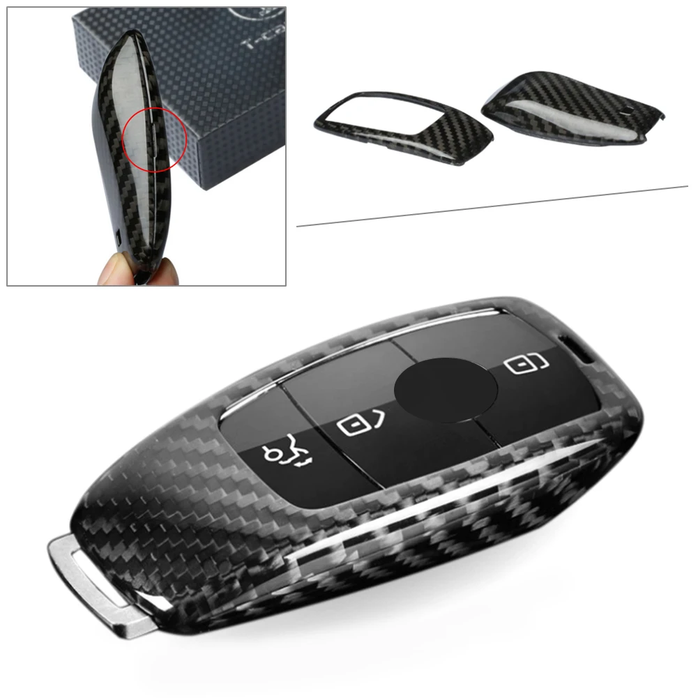 Car Remote Key Shell Cover Carbon Fiber Case Housing For   W213 E-Class 2016 2017 2018 Auto Accessories