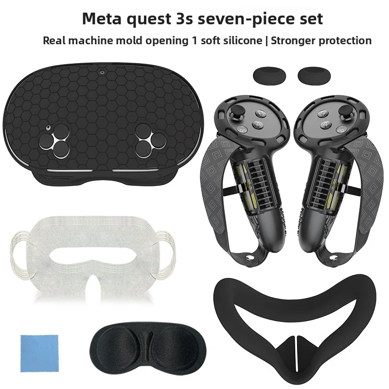 

For Meta Quest3/quest3S Silicone Protection Set Long Grip Quest3s Silicone 7-Piece Quest3s Accessories