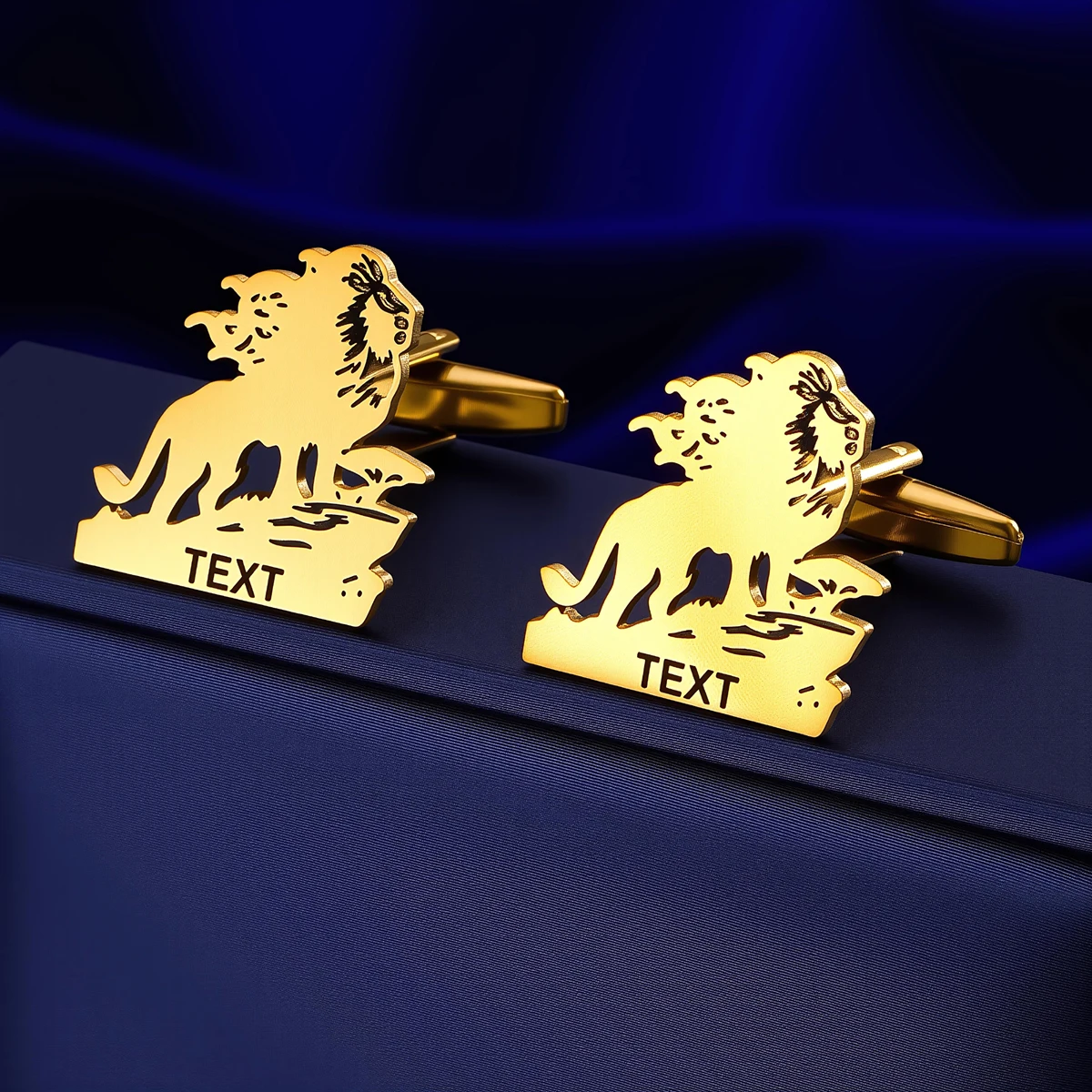 Custom Name Men's Lion Cufflinks Custom Suit Shirt Stainless Steel Cufflinks For Men Sports Jewelry Gifts