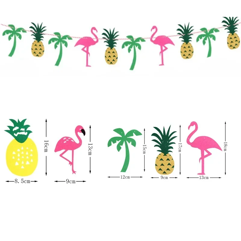 Flamingo Pineapple Cactus Foil Balloons Banner Garland for Wedding Hawaiian Luau Beach Summer Tropical Theme Birthday Party