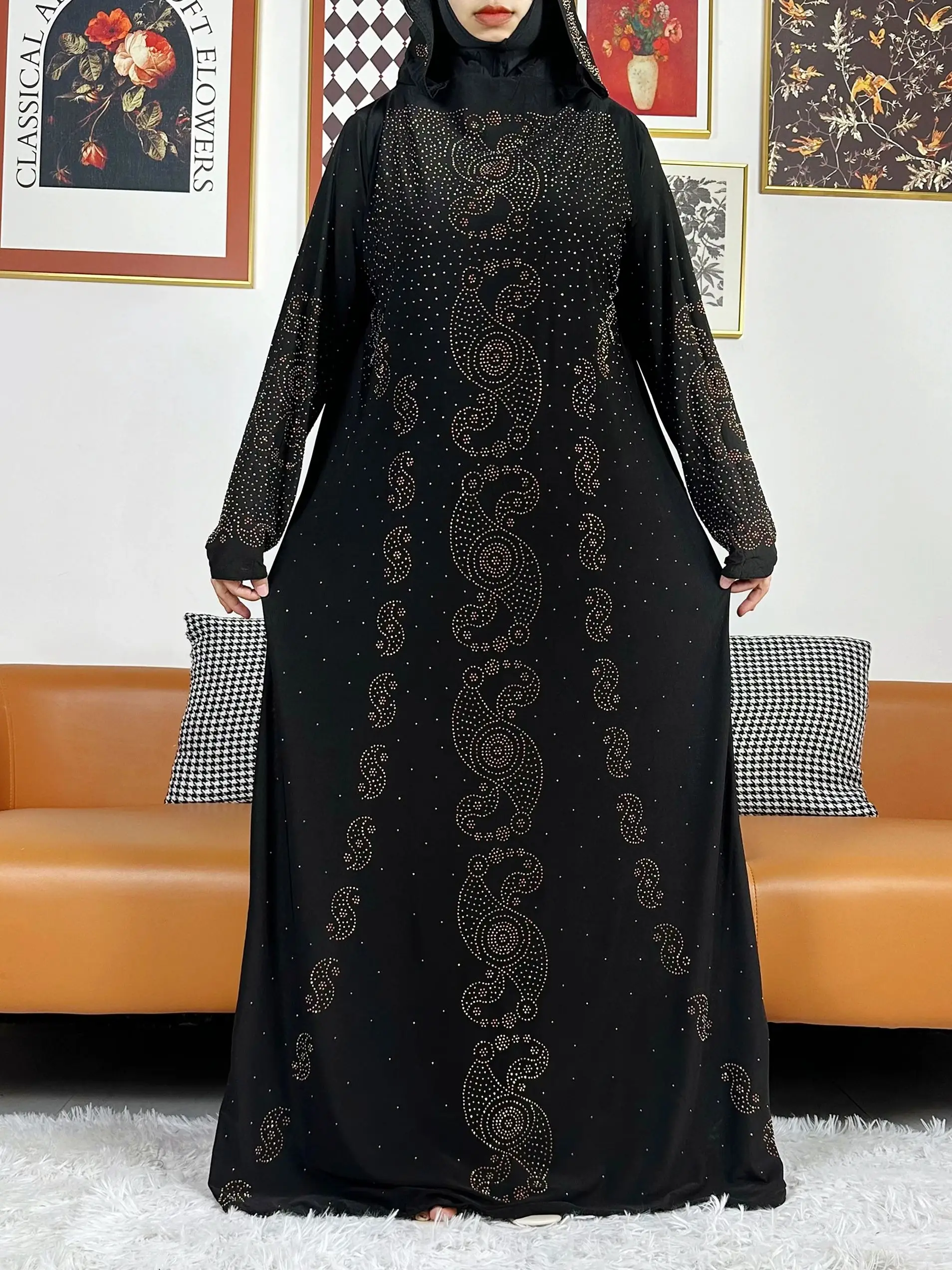 Caftán musulmán de oración para mujer, vestido con capucha, Túnica Maxi africana de Turquía con Hijab, Abaya árabe de Dubái, ropa islámica de