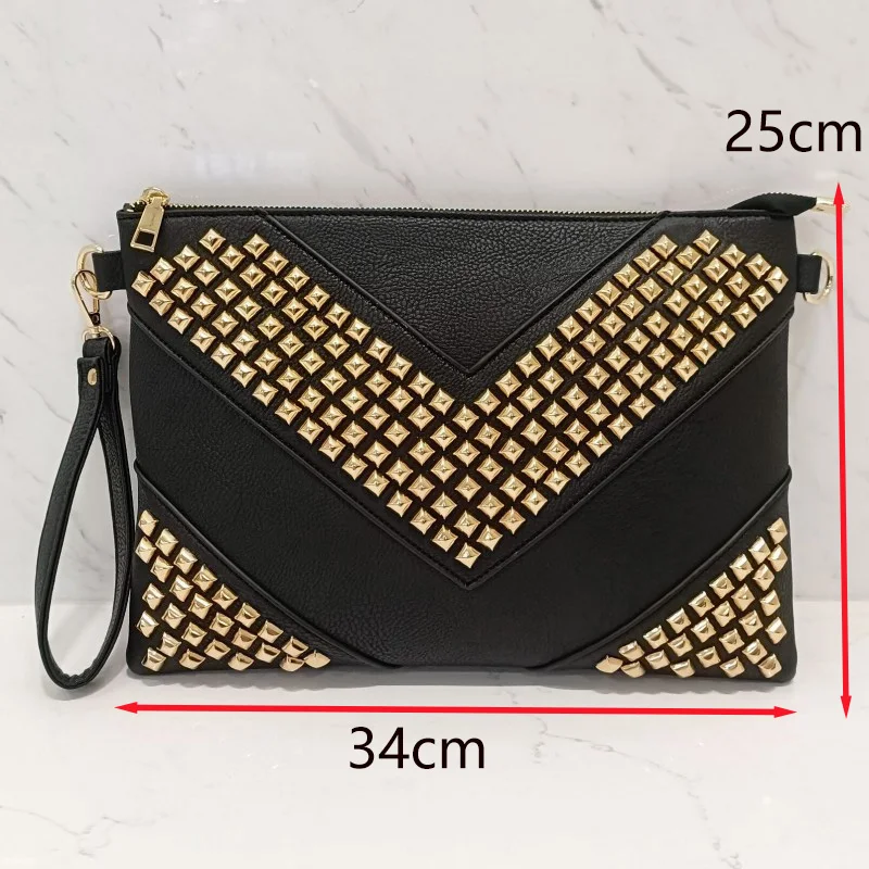 Ladies' envelope handbag, luxurious design handbag, fashionable rivet party dress, ladies' shoulder bag, briefcase