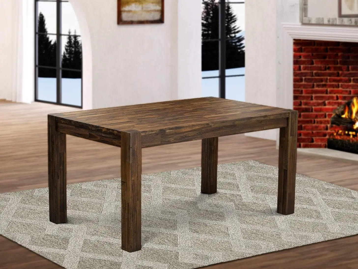 Furniture CN6-07-T Celina Dining Room Table - Rectangle Rustic Farmhouse Table , 36x60 Inch, Jacobean