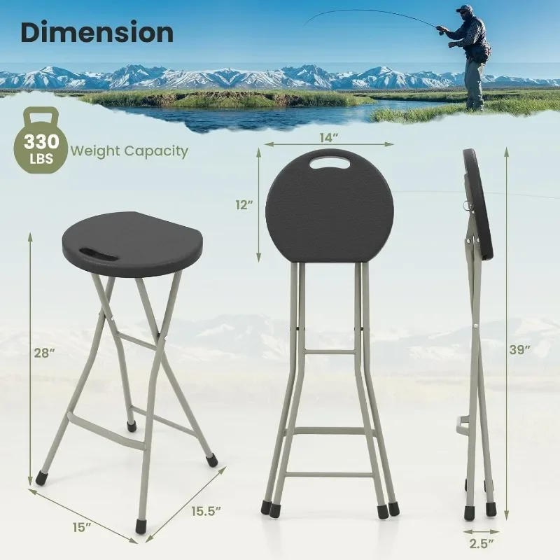 Goplus Folding Stool, 2 Pack 28 inch Foldable Camping Stool for Adults with 550 lb Capacity, Portable Plastic Fold up Stool