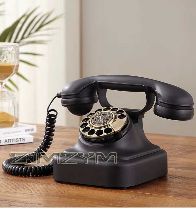 Retro Landline Telephone, Landline Corded Phones With Classic Metal Bell Telephone Adjust Volume and Redia For Home Office