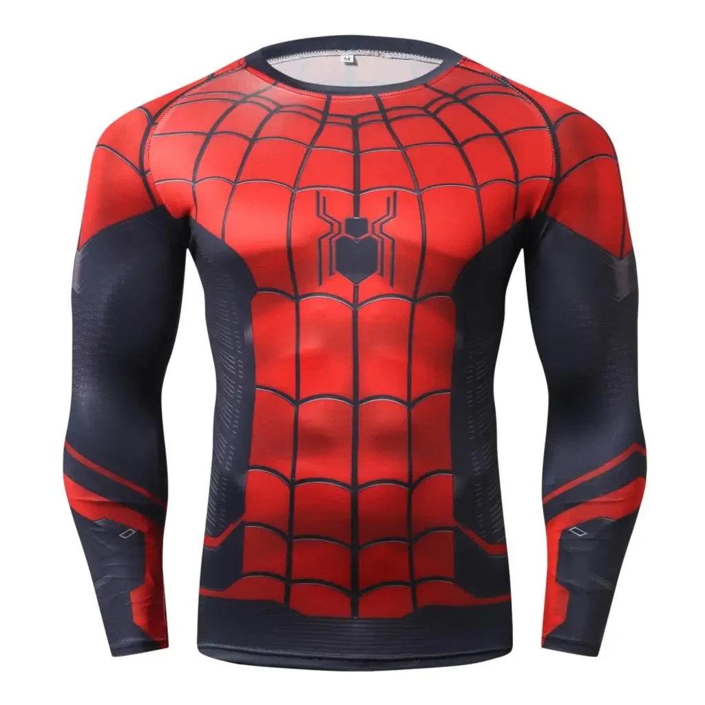 Superhero Spidey Tshirts Men Compression Shirts Long Sleeve Tops Fitness T-shirts Slim Tights Tee Male Cosplay Costume Tights