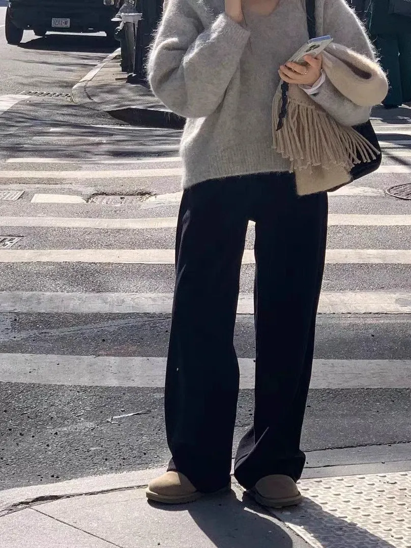 

Женские повседневные брюки из вельвета с высокой талией, прямые, облегающие, длинные, в корейском стиле, однотонные