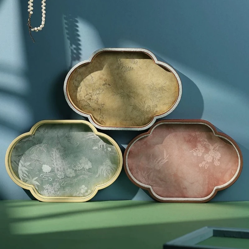 Fabric Jewellery Tray Chinese Style Luxury Display Trays Exhibitor Counter Jewelry Showcase Pallet Earrings Ring Storage Pallets