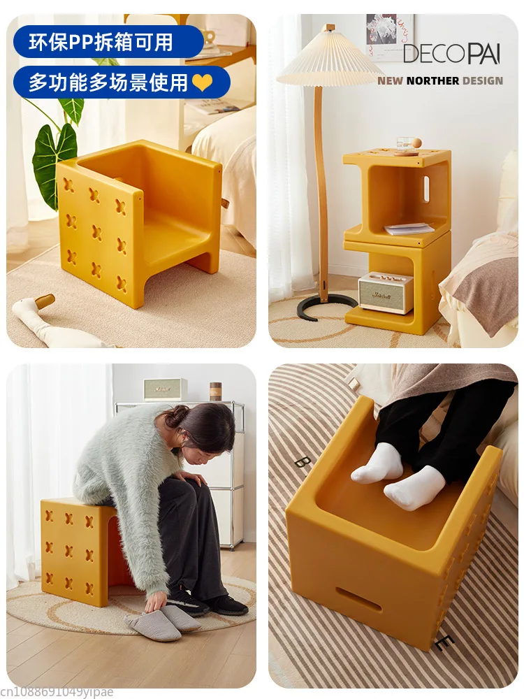 Multi-functional Simple Plastic Stool Storage Cabinet Module Modular Cabinet Storage Shelves Bedside Table Furniture