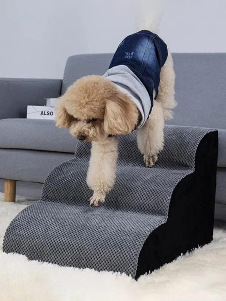 

Granular Velvet Puppy Stairs 2/3/4 Steps Puppy Stairs Sofa Small Dog Ladder Anti-slip Climb Stair Bed Car Dogs Accessories