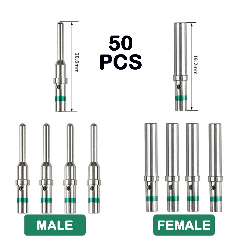 

50PCS DT 1.5mm Series Stainless Steel Pin Contact 0462-201-16141 0460-202-16141,16AWG Deutsch Crimp Solid Female & Male Terminal