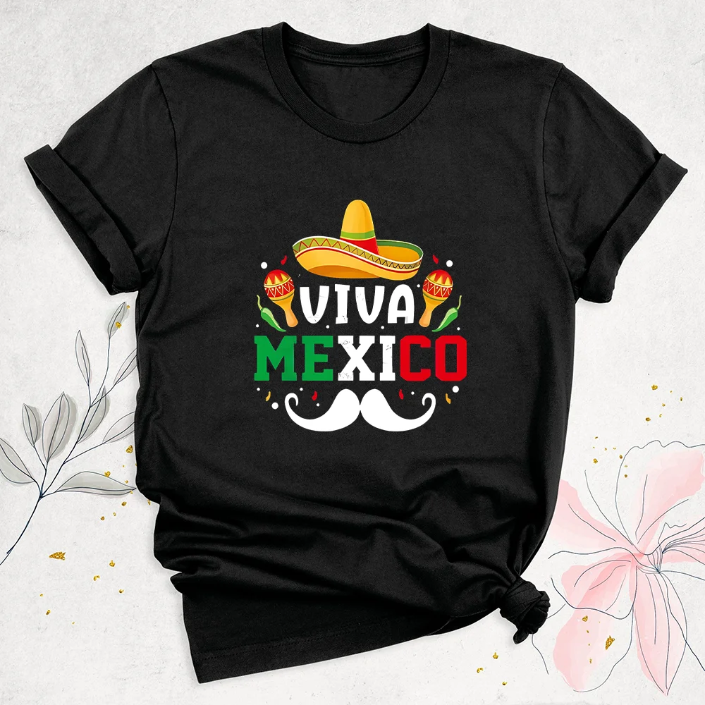 Viva Mexico T-Shirt Women Round Neck Short Sleeves Breathable Sports Tee Women's Casual Tops Viva Mexico Graphic Tee