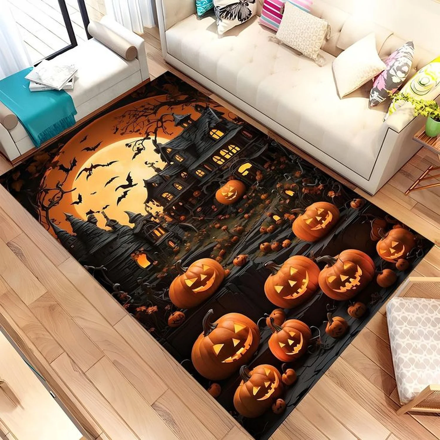 Halloween Rugs, Pumpkin Rugs, Halloween Crochet Pattern Rugs, Horror Rugs, Halloween Decorations, Halloween Design Rugs, Area Rugs, Carpets, Cool Rugs.