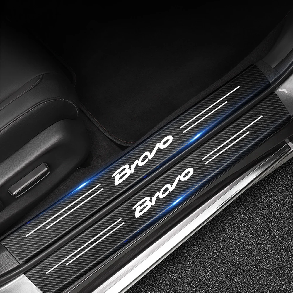 FIAT Car Threshold Strip Anti Stepping Leather Protective Sticker For FIAT 500 Abarth Ducato Panda Grande Punto Tipo Pulse 500L