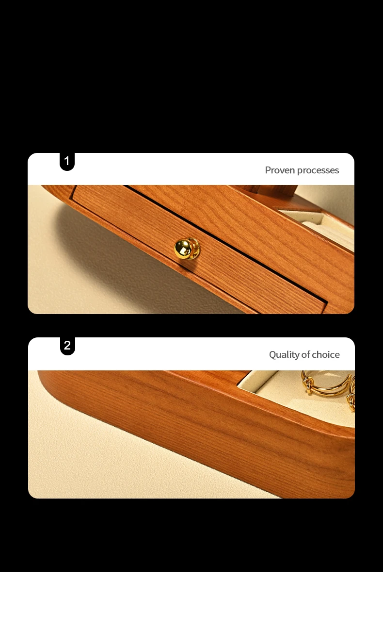Oirlv Massivholz-Schmuckständer mit Schublade, mehrschichtiger Uhren- und Armband-Organizer, Schmuckvitrine für Boutiquen. – Detail 10