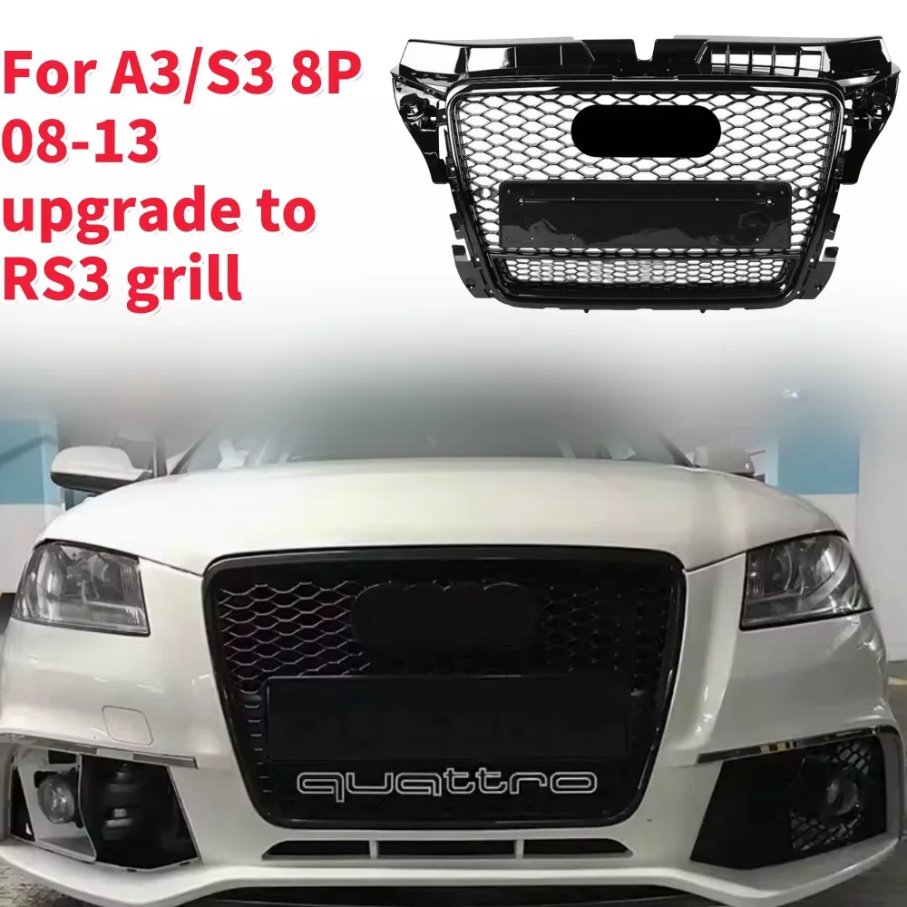 

For RS3 Style Front Sport Hex Mesh Honeycomb Hood Grill for A3/S3 8P 2009 2010 2011 2012 2013 New