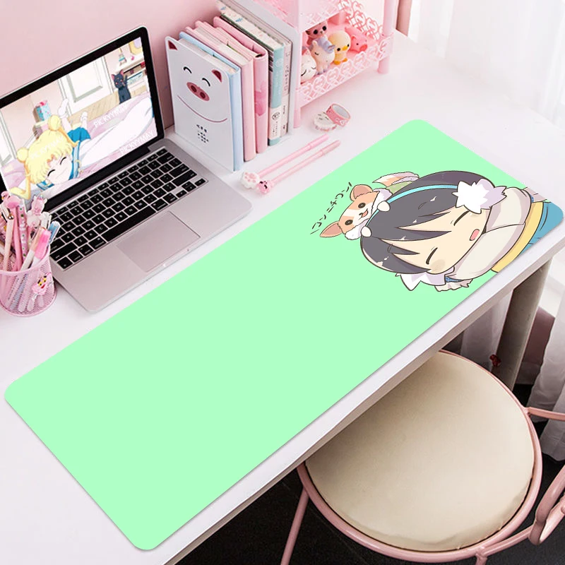 Yuru Camp Large Mat Gaming Mouse Pad Floral Mousepad Gamer 900x400 Rubber Keyboard Mats Desk Pad Mat Table Mousepad Carpet