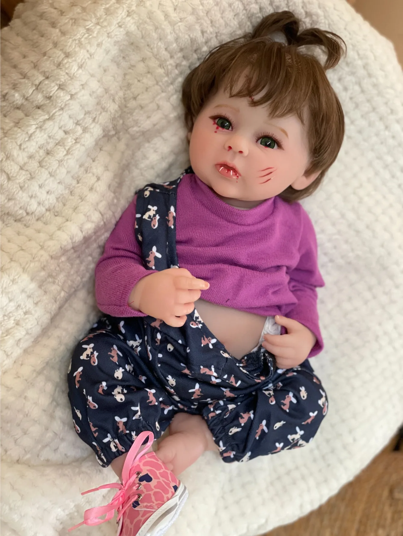 Bebé niña Reborn con pelo enraizado a mano, muñeca realista de tacto suave, regalos de Navidad, 18 pulgadas