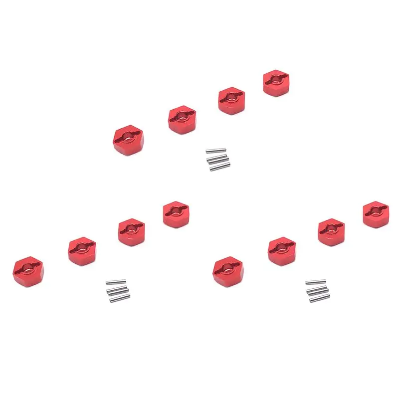 FBIL-12X Aluminum Alloy 12Mm Combiner Wheel Hub Hex Adapter For Wltoys 104001 1/10 RC Car Upgrade Parts Accessories,Red