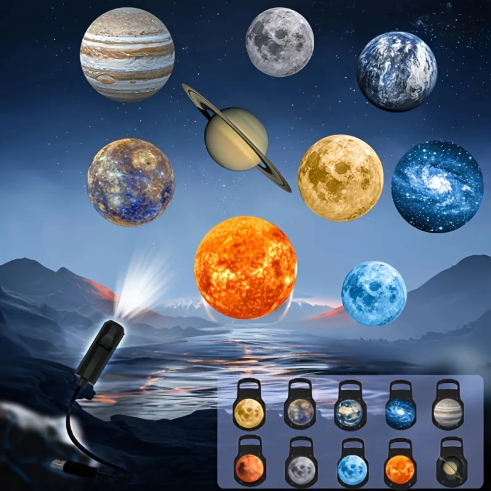USB Ceiling Moon Earth Projection Atmosphere Light Starry Sky Lamp Night Light Romantic Bedroom Decoration Galaxy Projector