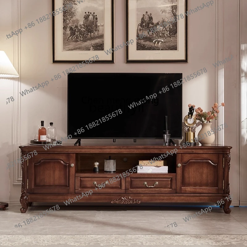 

X American Style TV Cabinet Solid Wood TV Stand Coffee Table Set Rustic Vintage Living Room