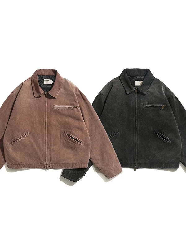

Vintage Japanese Sle Khah Sle Corduroy Collar Jaet Men's Women's Spring Autumn Wearable Zipper Cotton Long Sve Coat