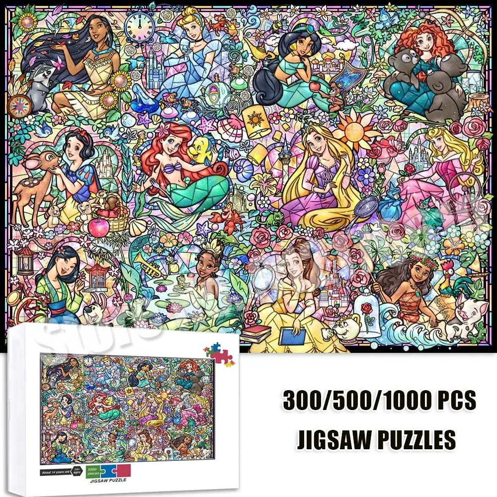 

Disney Princess Jigsaw Puzzles 1000 Pcs for Adult Disney Family Characters Kaleidoscope Puzzles Educational Decompress Toys Gift