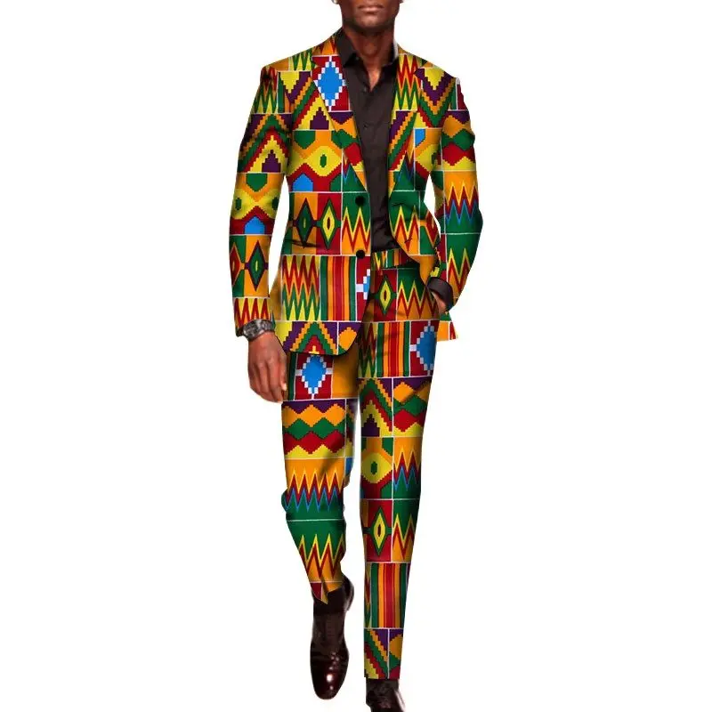 

Africa Clothing Plus Size African Outfits Men`s 2 Pieces Set for Men Traditional Pants Suits Men Party Long Sleeve Blazer Suits