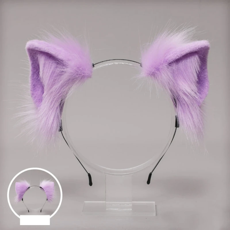 Women Animal Wolf Ears Headdress Plush Furry Lolita Headband Anime for Halloween Christmas Cosplay Accessories