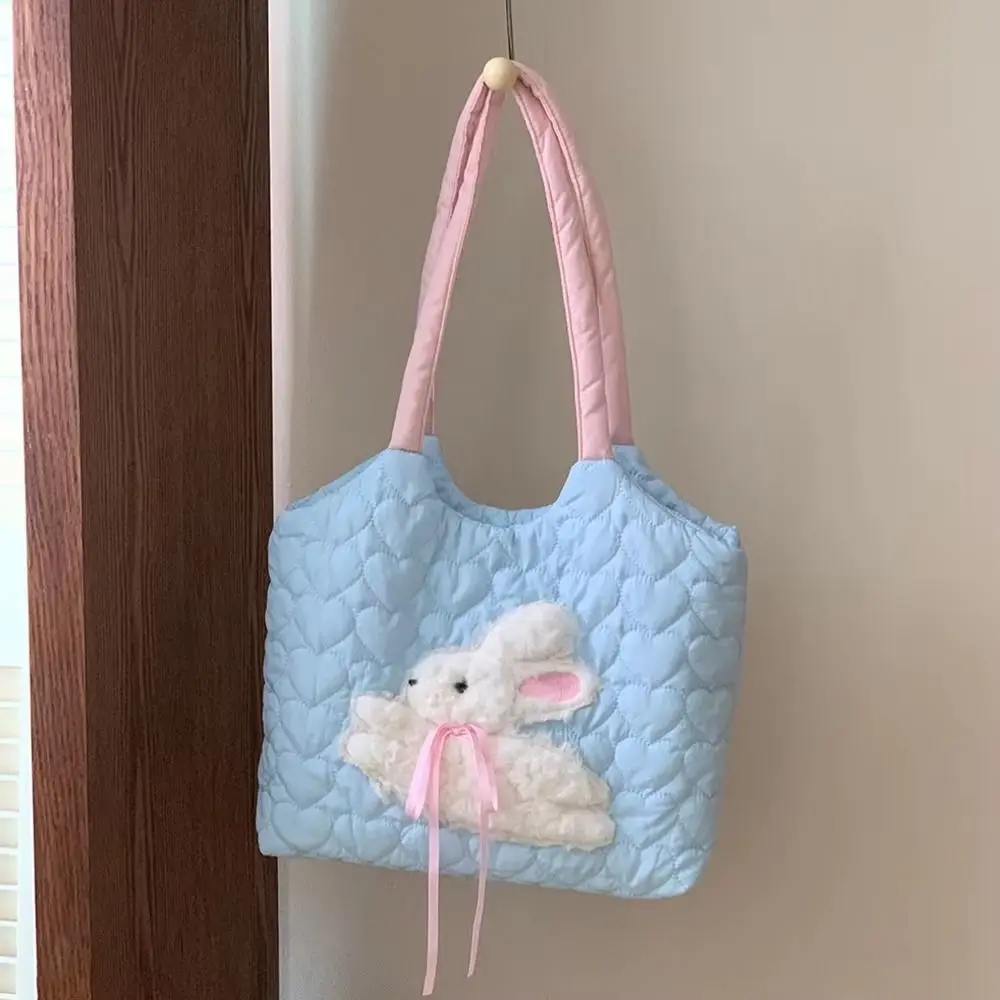 

Large Capacity Rabbit Shoulder Bag Love Quilted Magnetic Buckle Women's Underarm Bag Lightweight Comfortable