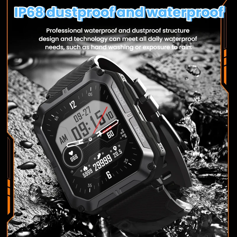 

Military Rugged Smartwatch for Men,Sport Watch with Answer/Make Call IP68 1.83 inch Fitness Tracker for Outdoor Enthusiasts