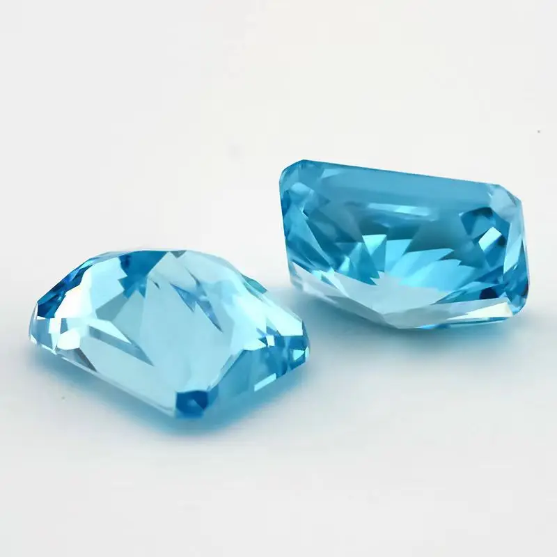 2 قطعة/الوحدة مستطيل قطع الجليد عالية الكربون الماس الاصطناعية مكعب زركونيا الزبرجد #4