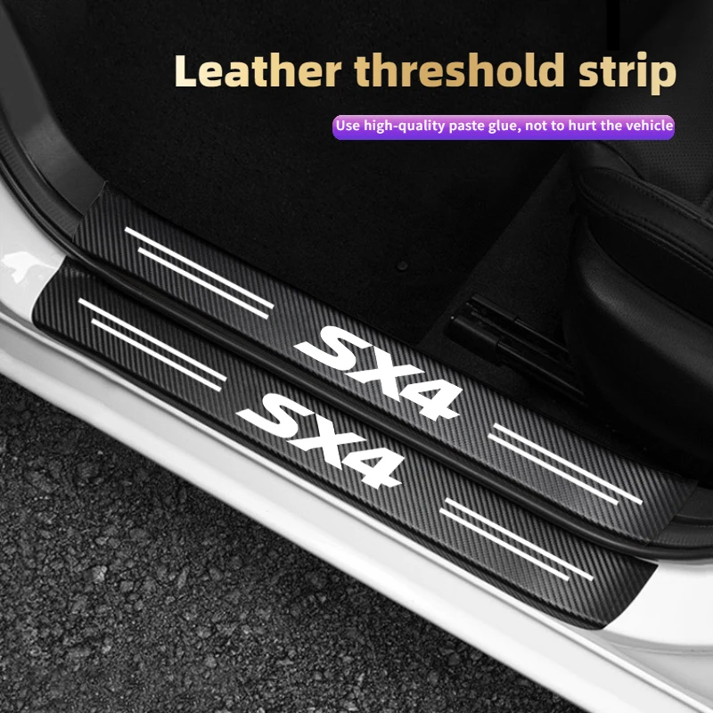 4pcs Car Door Sill Carbon Fiber Sticker Threshold Side Anti Scratch Tape Waterproof for Suzuki SX4 Car accessories