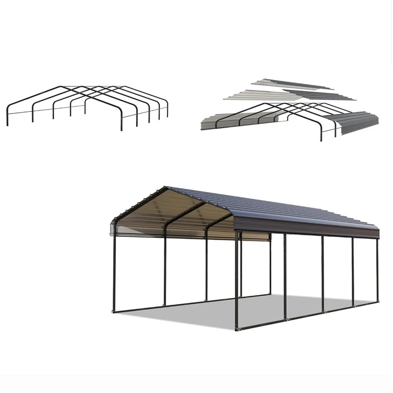 12 X 20 FT Sun Protection Waterproof Galvanized Steel Structure Car Carport High Quality Steel Garages Outdoor Metal Carports