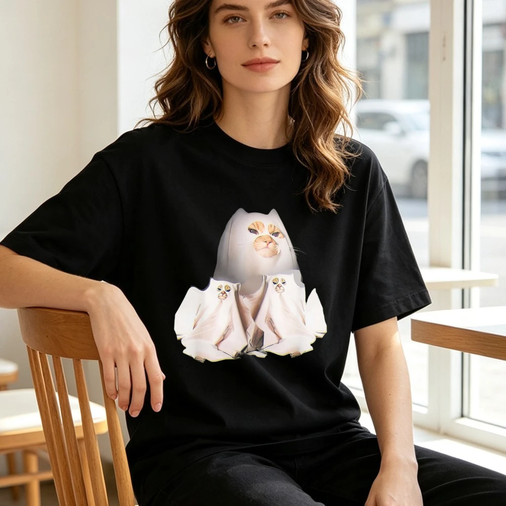 Gilmore Ghouls Tshirt Where You Haunt I Will Follow Halloween Cotton Tee Fun Ghost Cats Graphic Tee Kitten Animal Art Women Tops