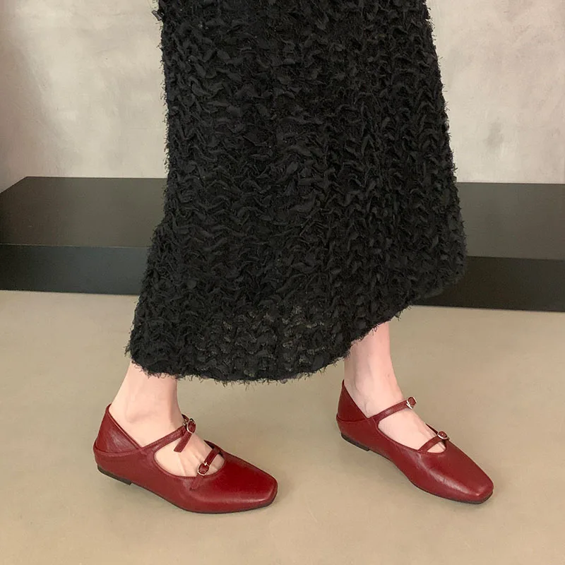 Schuhe, Lolita-Stil, flache Damenschuhe mit Schnallenriemen, Mary Janes, Damen-Flats, die die Körpergröße optisch erhöhen, weich, modisch, flache Damenschuhe. – Detail 5