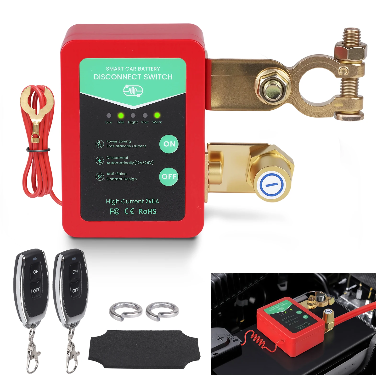

New Remote Car Battery Disconnect Switch Smart Voltage Kill Switch 240A 12V For Vehicle RV Truck Boat ATV Prevent Battery Drain