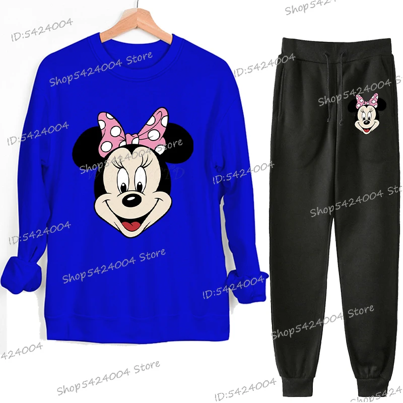 جديد ميني ماوس طباعة المرأة موضة ملابس رياضية غير رسمية في الهواء الطلق السراويل البلوز 2 قطعة مجموعة فضفاضة ميني ملابس رياضية نسائية البدلة #3