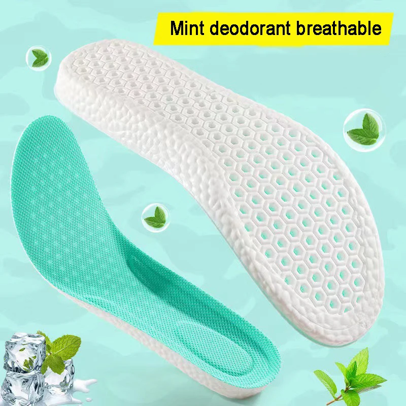 Sapatos de palmilha esportes almofadas unissex absorção de choque mint desodorante respirável sapato almofada correr palmilhas ortopédicas trimable