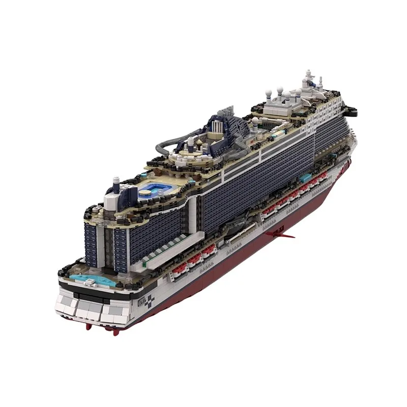 MOC Seashore Cruise Ships Building Blocks Set Large Ship MOC-116714 Model Idea Sets Assembled Constructor Bricks Toys Gifts