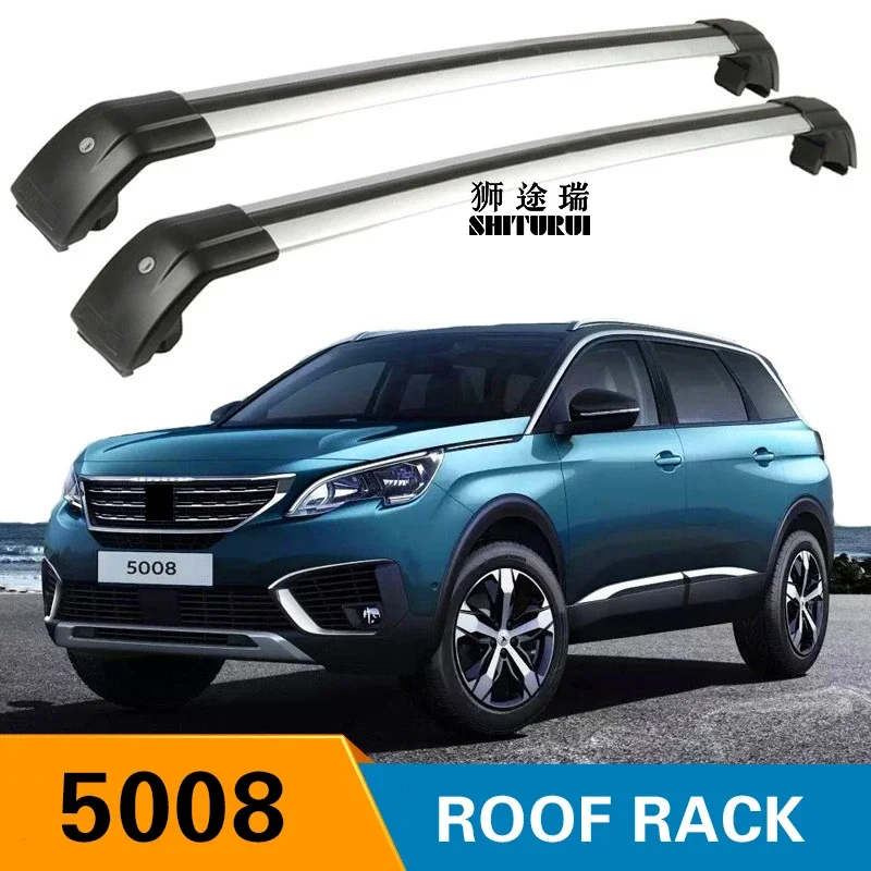 SHITURUI 2Pcs Roof bars For PEUGEOT 5008 2016  2018 2019 2022  Aluminum Alloy Side Bars Cross Rails Roof Rack Luggage Carrier