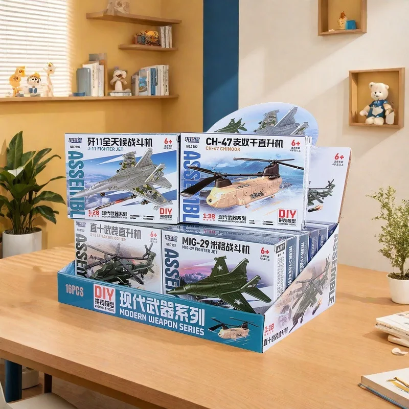 Uma peça mini jatos de combate modelos de helicóptero diy montado aeronaves brinquedos presentes das crianças kits de construção educacional para crianças