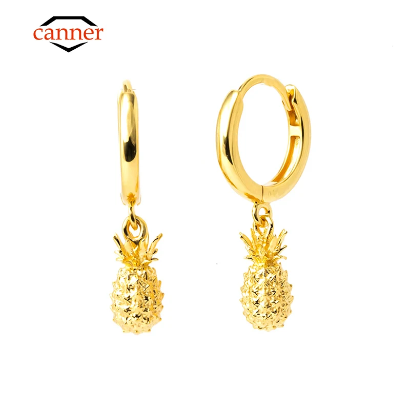 CANNER Fashion 925 orecchini pendenti con ananas in argento Sterling per le donne ciondola Piercing Huggie orecchino gioielli Pendientes