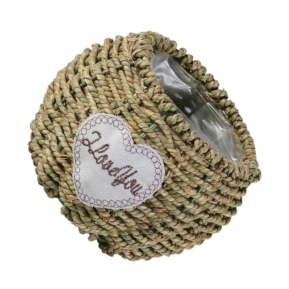 2Pcs Handwoven Straw Flower Baskets Compact Lightweight Storage Basket Home Garden Desktop Plant Holder Succulent Pot