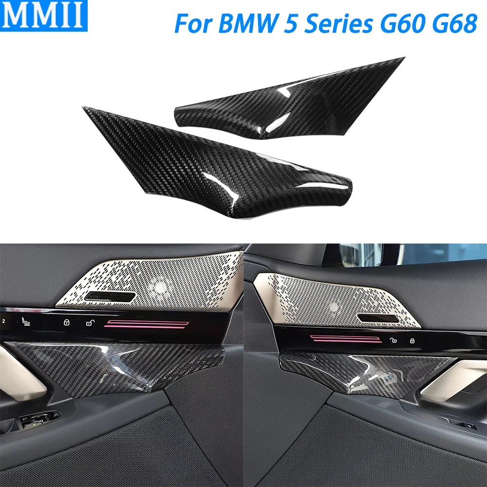 For BMW 5 Series G60 G68 2024-2025 Real Dry Carbon Fiber Inner Door Panel Decorative Cover Car Interior Modification Accessories