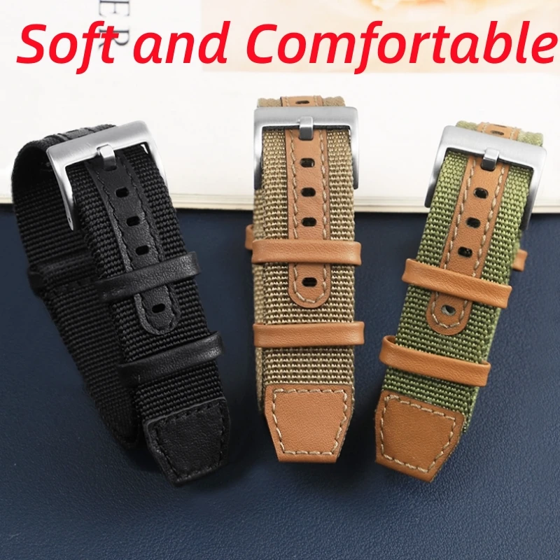 Correa de reloj de cuero de nailon para Omega, Seiko, Hamilton, Nato, Correa deportiva militar, accesorios de pulsera impermeables para hombres,