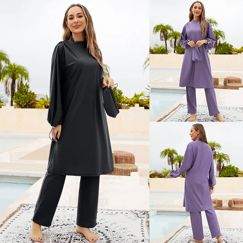 Burkini Femme Musulmane Maillot De Bain 3 pièces ensemble femmes maillot De Bain musulman Hijab Burkini pantalon Maillot De Bain islamique maillots De Bain