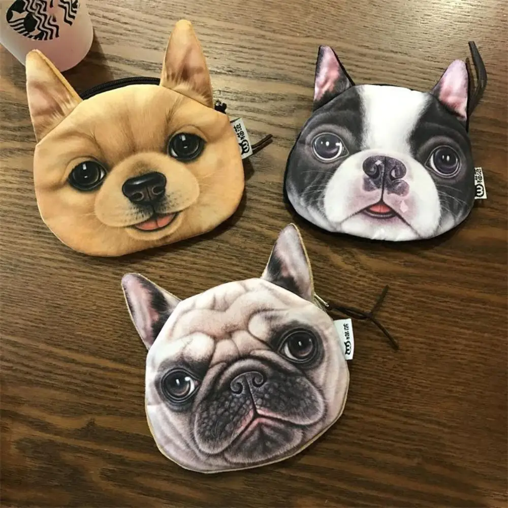 Dog Expression Dog Pattern Coin Purse Bulldog Siberian Husky Change Storage Bag Cute Pattern Lipstick Cosmetic Bag Card Holder