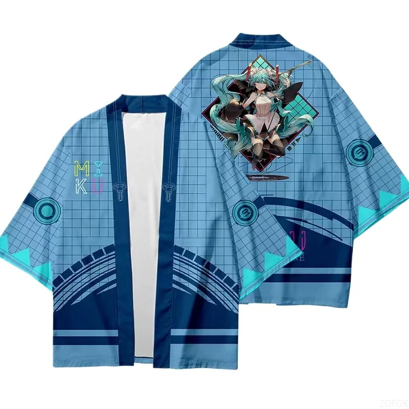 New 3D Printed Kimono Cape Cardigan Anime Chuyin Style and Wind Feather Woven Three Quarter Sleeve Hatsune Miku image 3